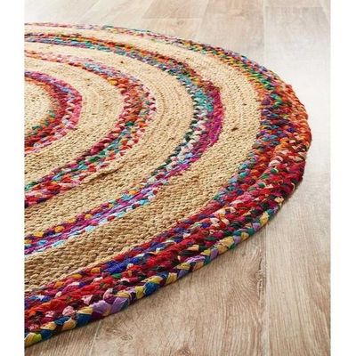 Sindos Rug-Jute, Wool & Cotton Style-Multi-Coloured-Coloured-150 cm (4.9 ft)