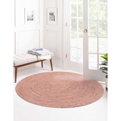 Didymo Rug-Jute, Wool & Cotton Style-Pink-90 cm (3 ft)