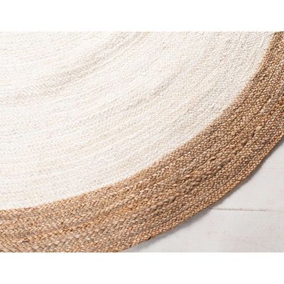 Peramos Rug-Jute, Wool & Cotton Style-Natural Beige-White-90 cm (3 ft)