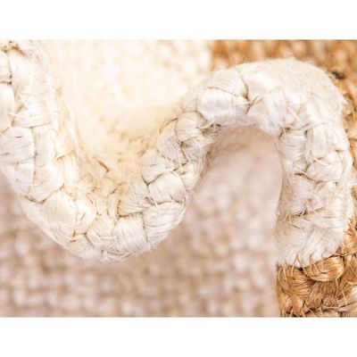 Peramos Rug-Jute, Wool & Cotton Style-Natural Beige-White-90 cm (3 ft)
