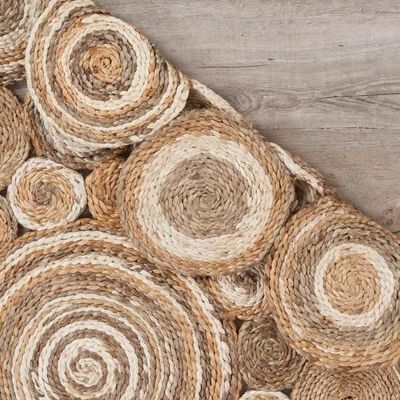 Thames Rug-Jute, Wool & Cotton Style-Beige, White, Grey-120 cm (3.9 ft)