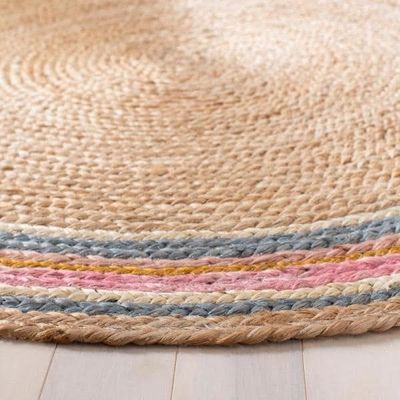 Elassona Rug-Jute, Wool & Cotton Style-Natural Beige-Multi-Coloured-90 cm (3 ft)