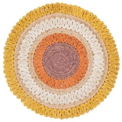 Chalastra Rug-Jute, Wool & Cotton Style-Multi-Coloured-Coloured-90 cm (3 ft)