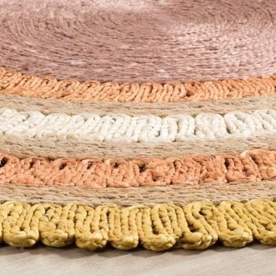 Chalastra Rug-Jute, Wool & Cotton Style-Multi-Coloured-Coloured-90 cm (3 ft)