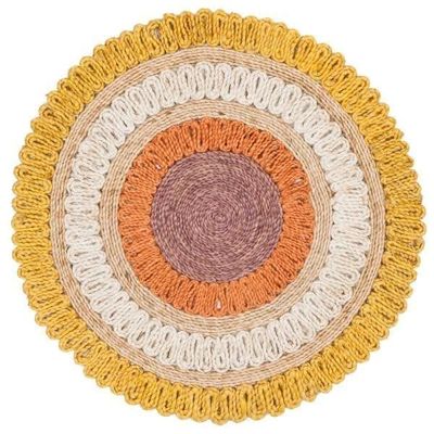 Chalastra Rug-Jute, Wool & Cotton Style-Multi-Coloured-Coloured-120 cm (3.9 ft)