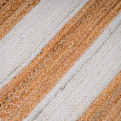 Lavrio Rug-Jute, Wool & Cotton Style-Natural Beige-White-100 x 200 cm (3.3 x 6.6 ft)