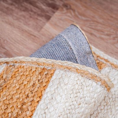 Lavrio Rug-Jute, Wool & Cotton Style-Natural Beige-White-300 x 400 cm (9.8 x 13.1 ft)