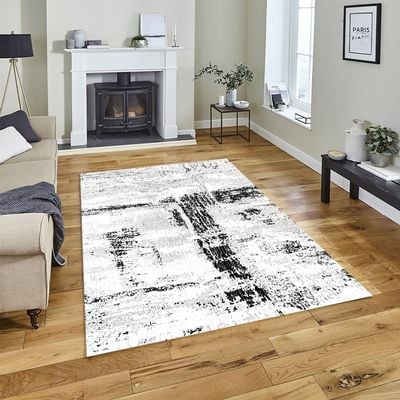 Supremo Rug-Abstract Style-Grey-Black-100 x 300 cm (3.3 x 9.8 ft)