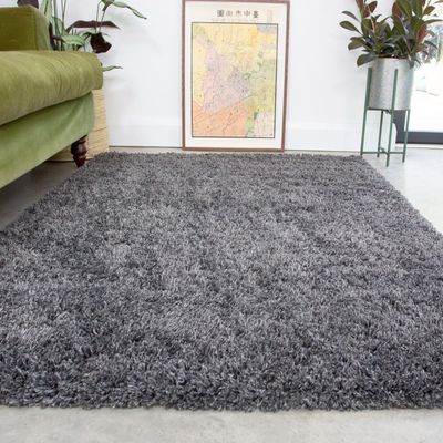 Dhaka Rug-Fluffy / Shaggy Style-Grey-80 x 150 cm (2.6 x 4.9 ft)