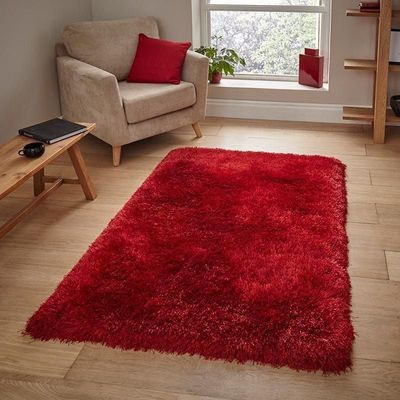 Aires Rug-Fluffy / Shaggy Style-Red-120 cm (3.9 ft)