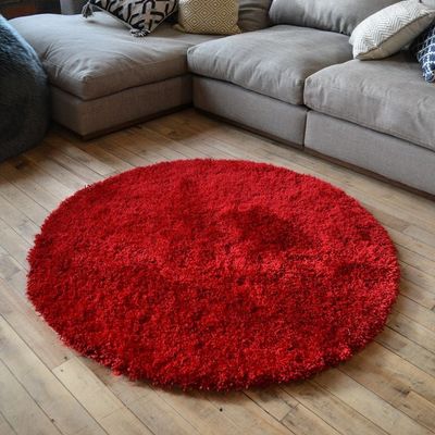 Aires Rug-Fluffy / Shaggy Style-Red-120 cm (3.9 ft)