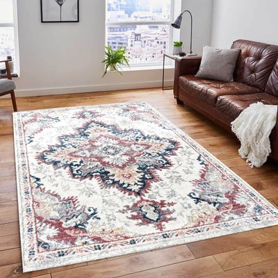 Epiva Rug-Vintage Style-Cream-Pink-80 x 150 cm (2.6 x 4.9 ft)