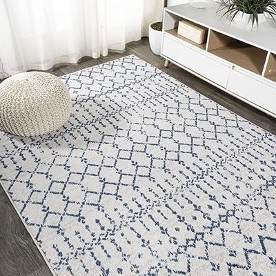 Bridgeton Rug-Moroccan Inspired Style-Cream-Navy Blue-80 x 150 cm (2.6 x 4.9 ft)