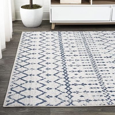 Bridgeton Rug-Moroccan Inspired Style-Cream-Navy Blue-80 x 150 cm (2.6 x 4.9 ft)