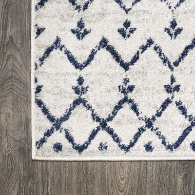 Bridgeton Rug-Moroccan Inspired Style-Cream-Navy Blue-80 x 150 cm (2.6 x 4.9 ft) Bridgeton Rug-Moroccan Inspired Style-Cream-Navy Blue-80 x 150 cm (2.6 x 4.9 ft)