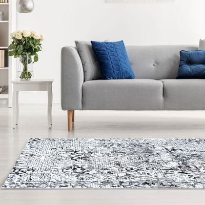 Mystery Rug-Vintage Style-Grey-Black-80 x 150 cm (2.6 x 4.9 ft)