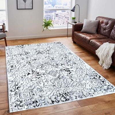 Mystery Rug-Vintage Style-Grey-Black-80 x 150 cm (2.6 x 4.9 ft)