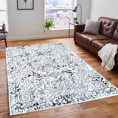 Mystery Rug-Vintage Style-Grey-Black-100 x 200 cm (3.3 x 6.6 ft)