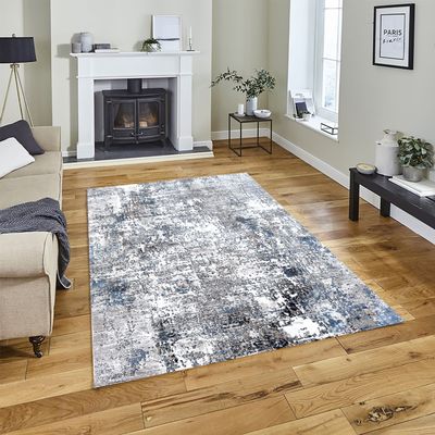 Paula Rug-Abstract Style-Navy Blue-200 cm (6.6 ft)
