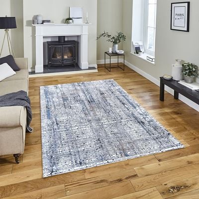 Infinity Rug-Abstract Style-Grey-Navy Blue-80 x 150 cm (2.6 x 4.9 ft)