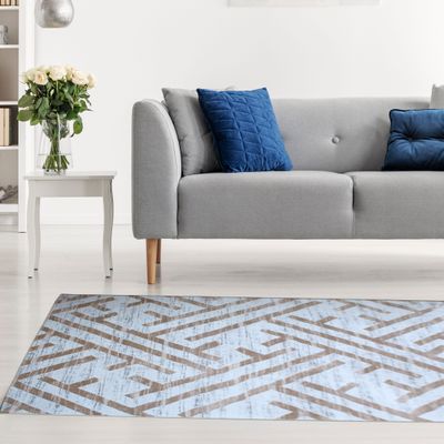 Lupin Rug-Geometric Style-Grey-Beige-100 x 200 cm (3.3 x 6.6 ft)