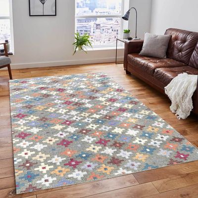 Bloom Rug-Geometric Style-Multi-Coloured-Coloured-150 x 220 cm (4.9 x 7.2 ft)