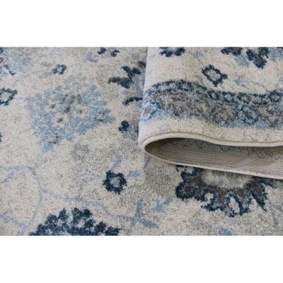 Ode Rug-Vintage Style-Cream-Sky Blue-100 x 200 cm (3.3 x 6.6 ft)