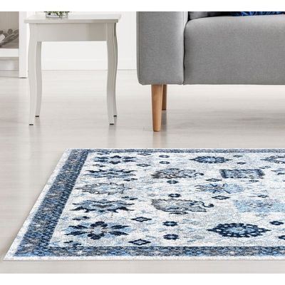 Ode Rug-Vintage Style-Cream-Sky Blue-200 x 300 cm (6.6 x 9.8 ft)