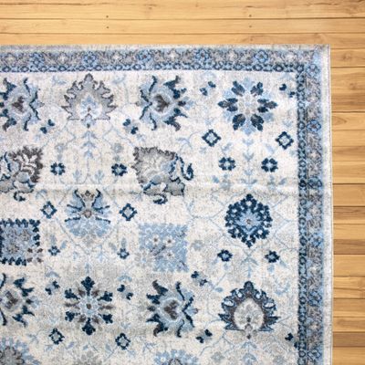 Ode Rug-Vintage Style-Cream-Sky Blue-300 x 400 cm (9.8 x 13.1 ft)