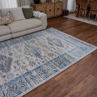 Renaissance Rug-Vintage Style-Cream-Sky Blue-120 x 170 cm (3.9 x 5.6 ft)