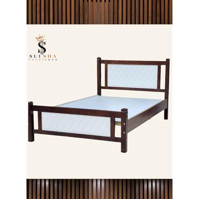 Modern Heavy Duty Solid Wooden Double Size Bed 120X190 Cm With Medical Mattress