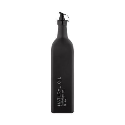 Decorated Glass Oil Bottle With Plastic Lid 1000Ml - Black