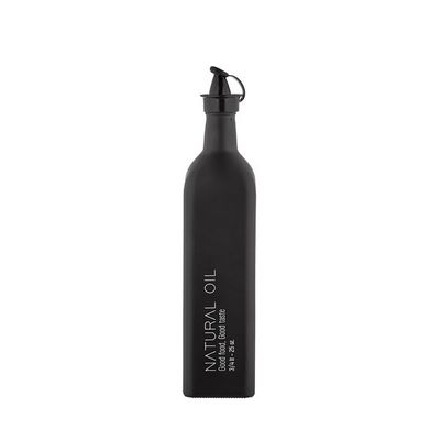 Decorated Glass Oil Bottle With Plastic Lid 750Ml - Black