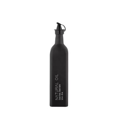 Decorated Glass Oil Bottle With Plastic Lid 500Ml - Black