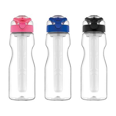 Tritan Water Bottle With 'One Click Opening System'Lid & Infuser & Silicone Sleeve 730Ml - Multi Color