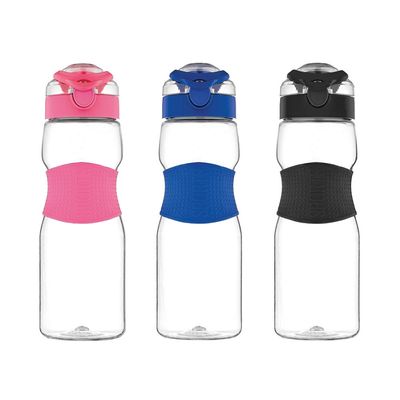 Tritan Water Bottle With 'One Click Opening System'Lid & Infuser & Silicone Sleeve 730Ml - Multi Color