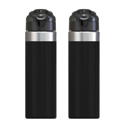 Black Edition Tritan Water Bottle With 'One Click Opening System' Plastic Lid & Metal Ring 630Ml - Black