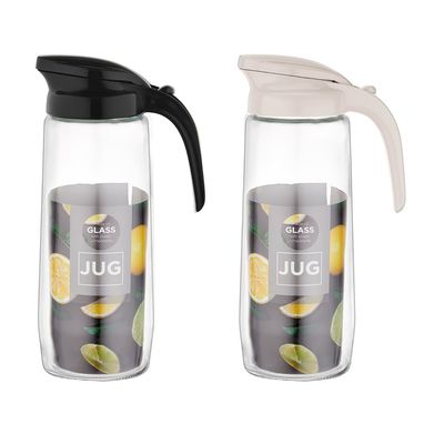 Decorated Glass Jug With Plastic Lid 1500Ml - Clear