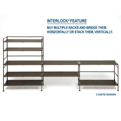 Seville Classics Multi Level Shoe Rack Sturdy Freestanding Shelf for Bedroom, Closet, Entryway, Stackable Durable Metal Home Storage, 3-Tier, 12-Pair Wood Resin, Espresso Slat 1 Piece