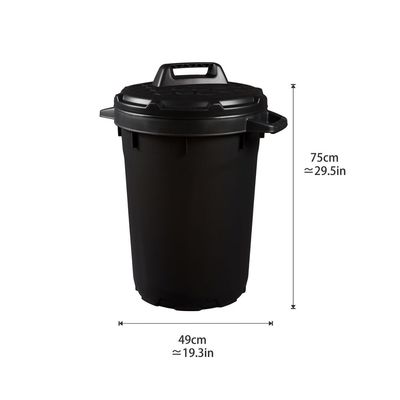 Strata, Made in UK, 90 Litre Heavy Duty Bin with Lid, Dia 49xH75cm - STR-GN348-BLK-ST, Black