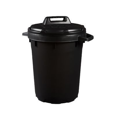 Strata, Made in UK, 90 Litre Heavy Duty Bin with Lid, Dia 49xH75cm - STR-GN348-BLK-ST, Black