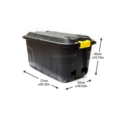 Strata Storage Box With Wheels, Black, 75 Liters, 77 X 42 X 40 Cm, HTC-STR-750