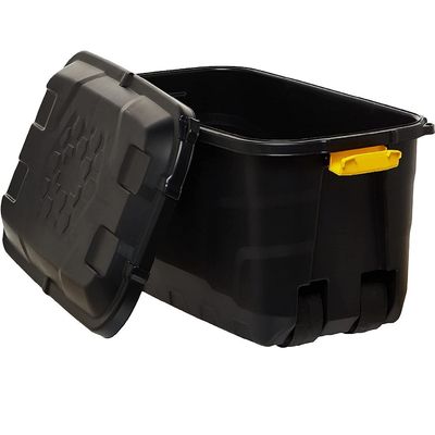 Strata Storage Box With Wheels, Black, 75 Liters, 77 X 42 X 40 Cm, HTC-STR-750