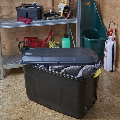 Strata Storage Box With Wheels, Black, 75 Liters, 77 X 42 X 40 Cm, HTC-STR-750