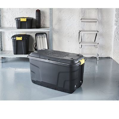 Strata Outdoor Storage Box With Wheels, Black, 145 Liters, 94 X 52 X 45 cm, HTC-STR-751