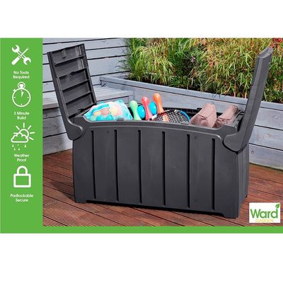 Strata Garden Storage Box, HTC-STR-754, 300 Liters, Black, 115 X 55 X 60 Cm, 300 L