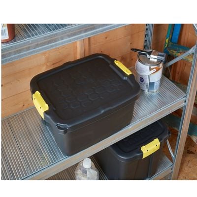 Heavy Duty 24 L Storage Box, 50L x 40W x 20H cm Made in UK, Strata, 3 pcs Pack, HTC-STR-758