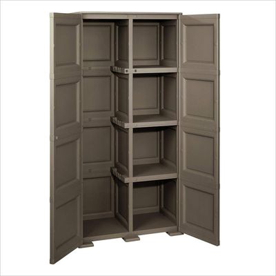 Tontarelli Storage Cabinet, Made in Italy for Home, Office & Outdoor, Garage Organizer, Multipurpose Storage Cupboard with 3 Shelves, 5 compartments (4 regular & 1 vertical), 79L x 43W x 164H cm, Dark Brown, TRL-8085555909