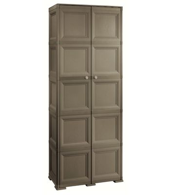 Tontarelli Storage Cabinet, Made in Italy, for Home, Office & Outdoor, Garage Organizer, Multipurpose Storage Cupboard with 5 Shelves, 7 compartments (6 regular & 1 vertical), 79L x 43W x 203H cm, Dark Brown, TRL-8085558909