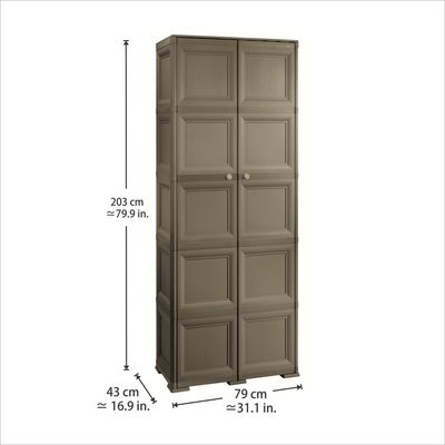 Tontarelli Storage Cabinet, Made in Italy, for Home, Office & Outdoor, Garage Organizer, Multipurpose Storage Cupboard with 5 Shelves, 7 compartments (6 regular & 1 vertical), 79L x 43W x 203H cm, Dark Brown, TRL-8085558909